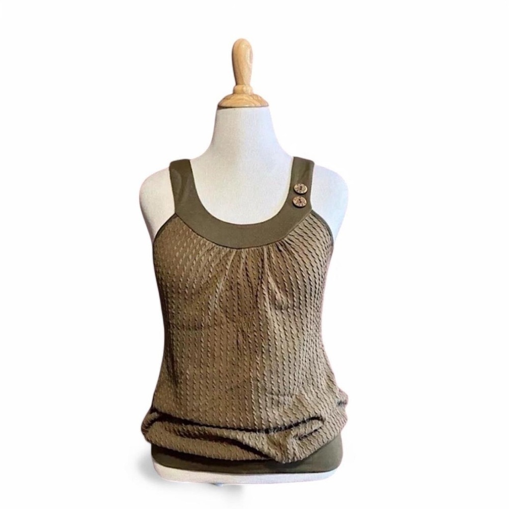 Y2K Charlotte Russe Olive Green Knit Tank Top Sleeveless Boho Indie Core L